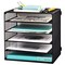 5 Slot Desk Organizer Tray, Mesh File Paper Letter Tray Desktop Paper Sorter Literature Organizer Rack for Home, Office, or School, Black